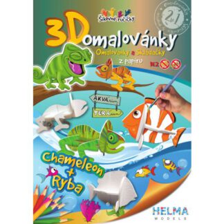 3D omalovánky Chameleon a ryba